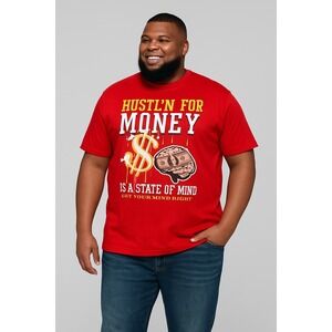 Iced Out Hustle Money State Mind Red Graphic‎ T Shirt Menswear 3XL